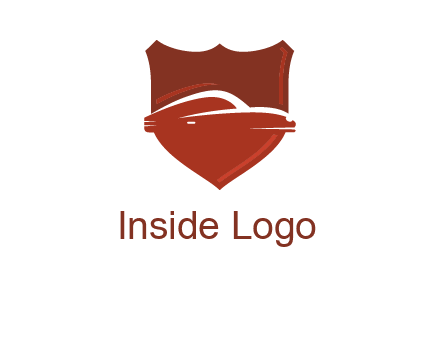 abstract car in middle of the shield icon