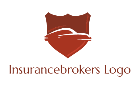 abstract car in middle of the shield icon
