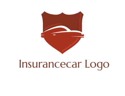 abstract car in middle of the shield icon