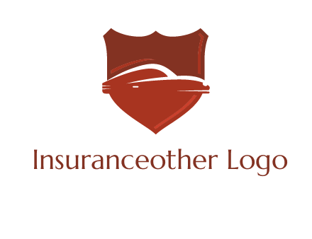 abstract car in middle of the shield icon
