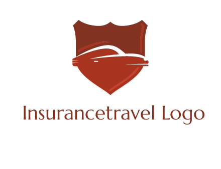 abstract car in middle of the shield icon