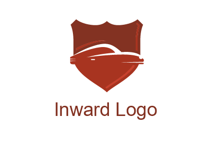 abstract car in middle of the shield icon