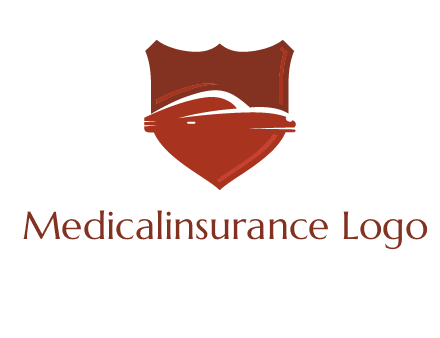 abstract car in middle of the shield icon