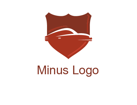 abstract car in middle of the shield icon