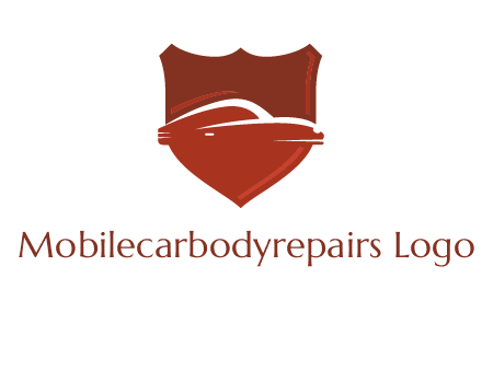 abstract car in middle of the shield icon