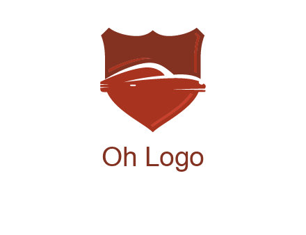abstract car in middle of the shield icon
