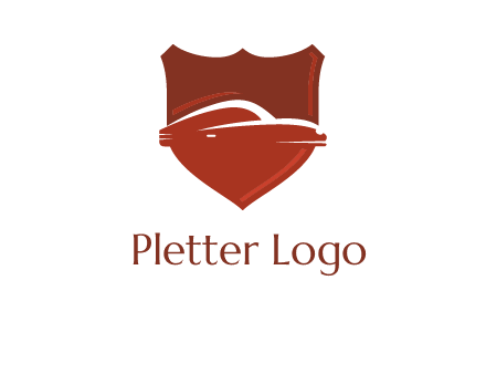 abstract car in middle of the shield icon