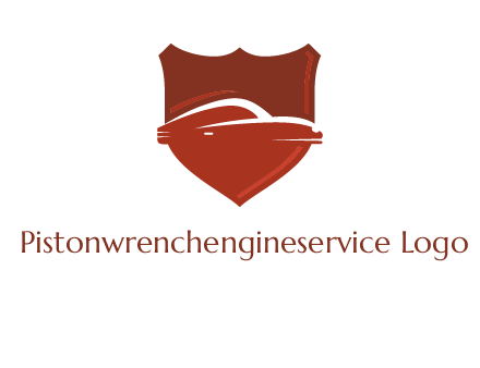 abstract car in middle of the shield icon