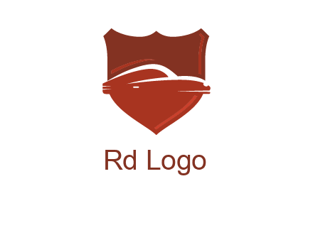abstract car in middle of the shield icon