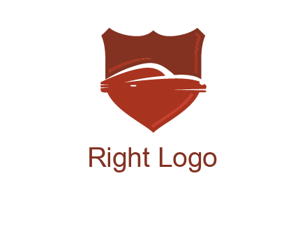 abstract car in middle of the shield icon
