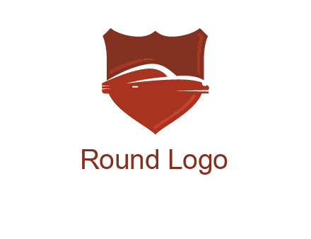 abstract car in middle of the shield icon