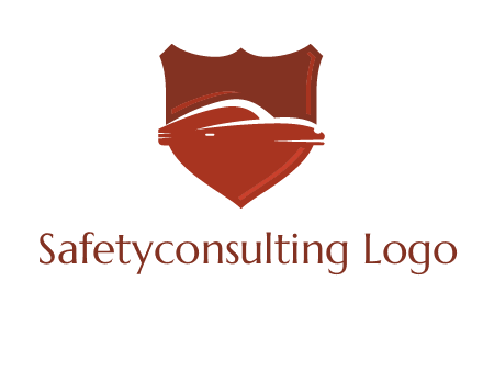 abstract car in middle of the shield icon