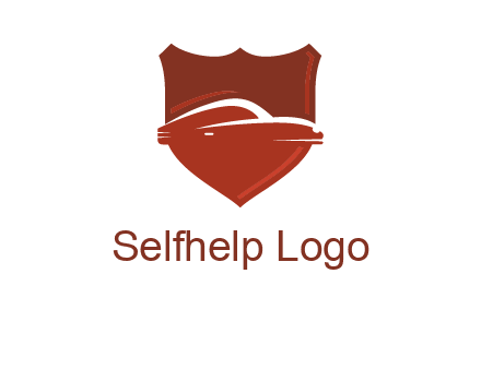 abstract car in middle of the shield icon