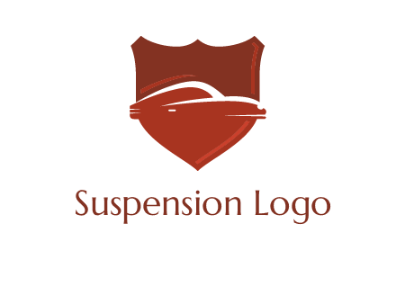 abstract car in middle of the shield icon