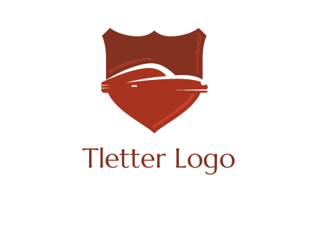 abstract car in middle of the shield icon