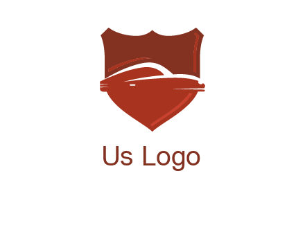 abstract car in middle of the shield icon