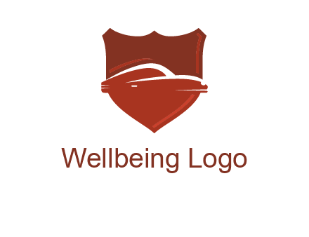 abstract car in middle of the shield icon