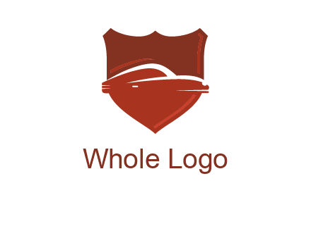 abstract car in middle of the shield icon