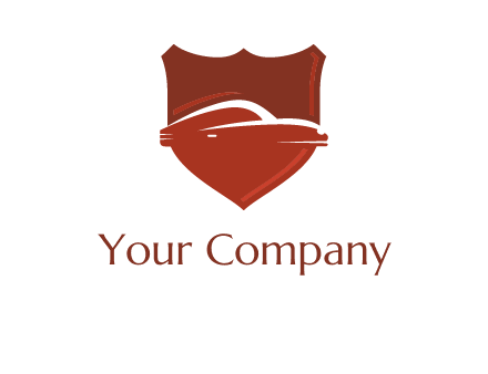 abstract car in middle of the shield icon