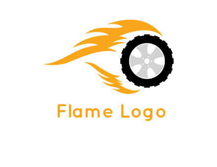 Tyre with fire flames symbol