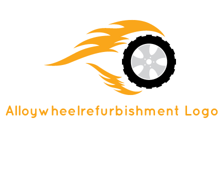 Tyre with fire flames symbol