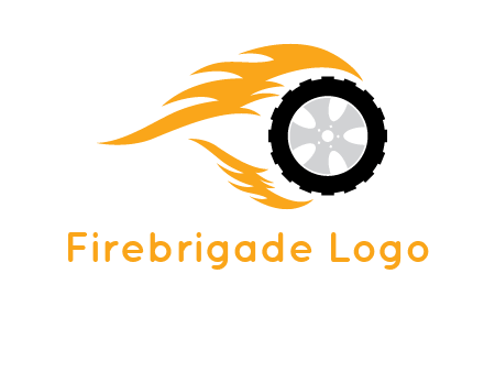 Tyre with fire flames symbol