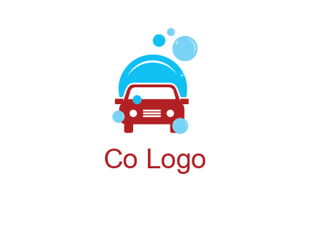 car with water bubbles logo