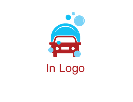 car with water bubbles logo