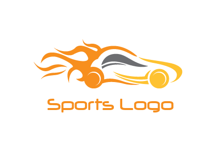 abstract car with fire flames logo