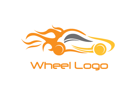 abstract car with fire flames logo