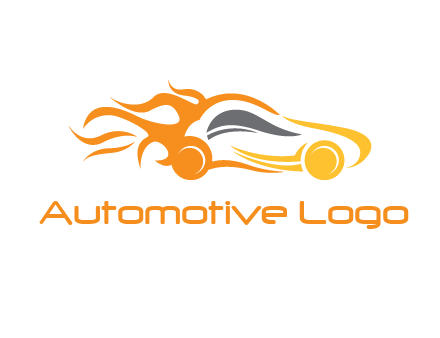 abstract car with fire flames logo