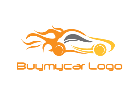 abstract car with fire flames logo