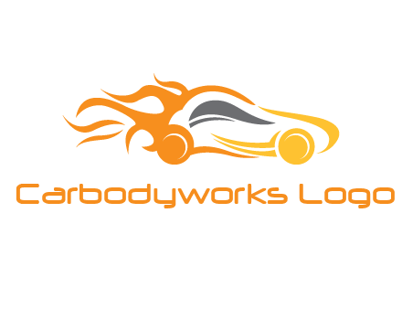 abstract car with fire flames logo