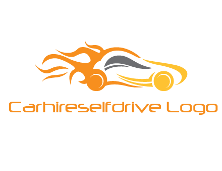 abstract car with fire flames logo