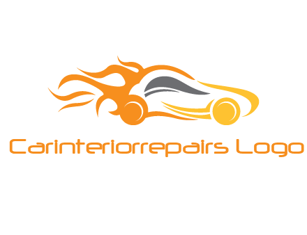 abstract car with fire flames logo