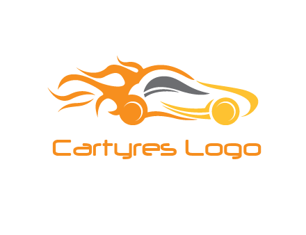 abstract car with fire flames logo