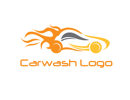 abstract car with fire flames logo