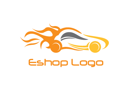 abstract car with fire flames logo