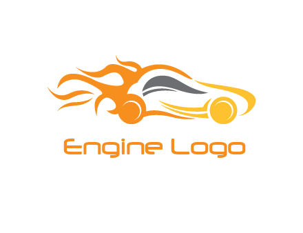 abstract car with fire flames logo