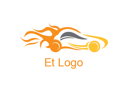 abstract car with fire flames logo