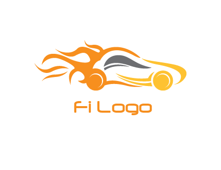 abstract car with fire flames logo