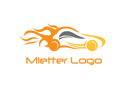 abstract car with fire flames logo