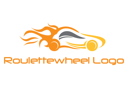 abstract car with fire flames logo