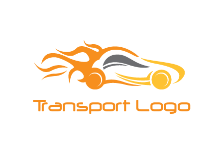 abstract car with fire flames logo