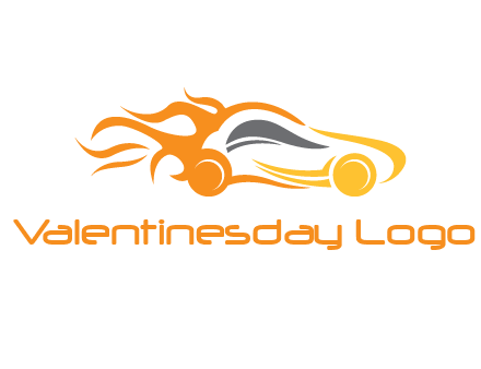 abstract car with fire flames logo