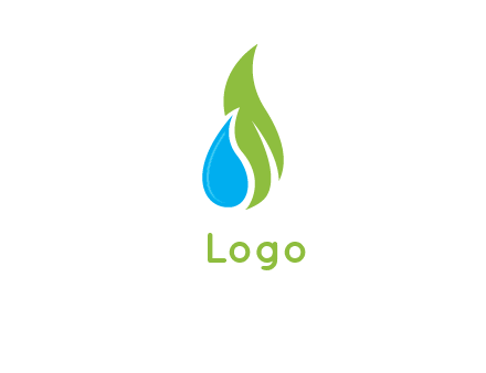 water drop with leaf logo