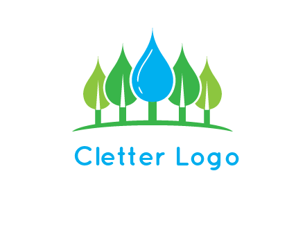 trees made of water drops logo