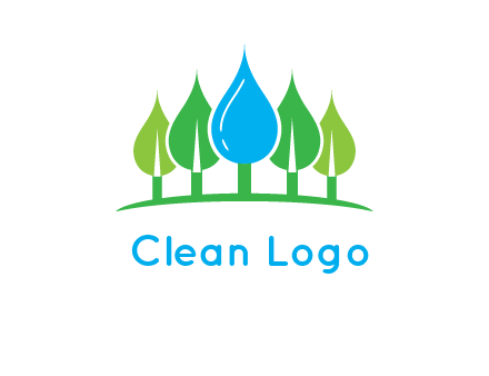 trees made of water drops logo