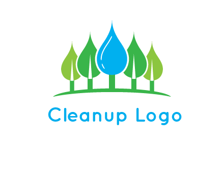 trees made of water drops logo