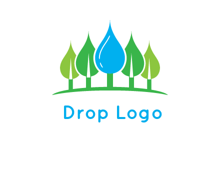 trees made of water drops logo